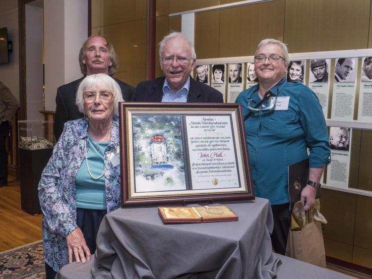 Celebrating Jan Hall's donation of his Nobel medal to CU Boulder.
