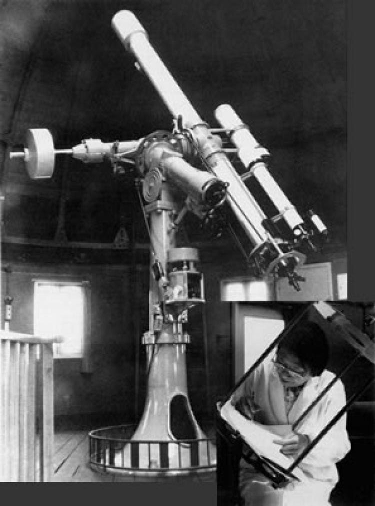 Hisako Koyama at a telescope