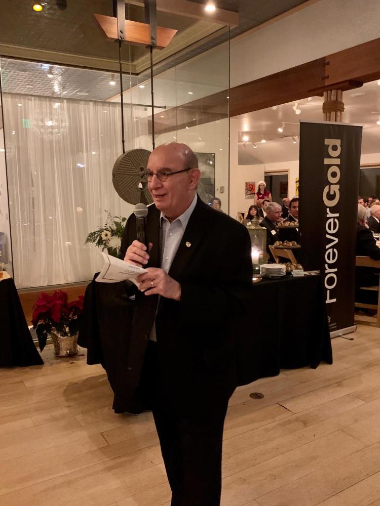 CU Boulder Chancellor Philip DiStefano makes an appearance at the recent Forever Gold holiday party.