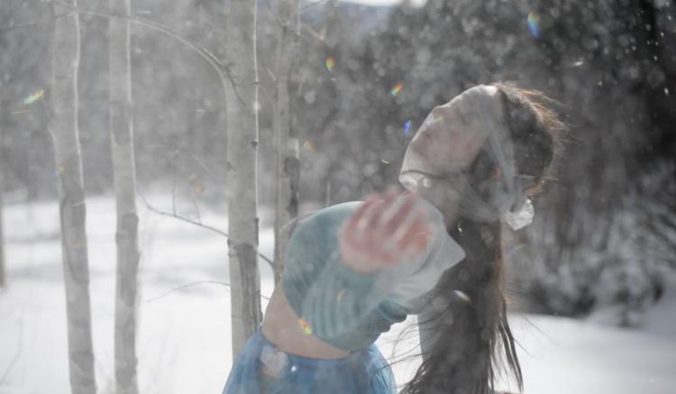 Rae Lewark performing in snow