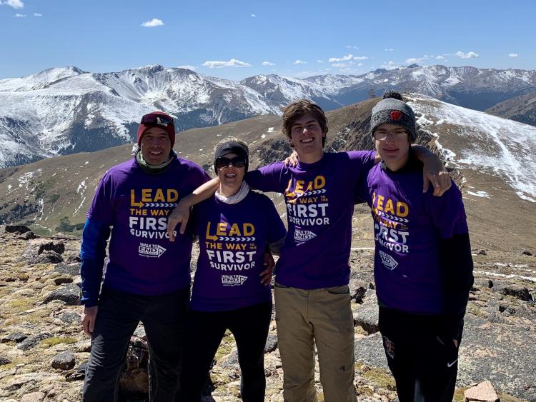 Marin Stanek, center left, with her husband, Matt, far left, and sons Eric and Jake following a climb near Berthoud Pass on the Continental Divide during the Walk to End Alzheimer’s on Sept. 19. (Photo provided)