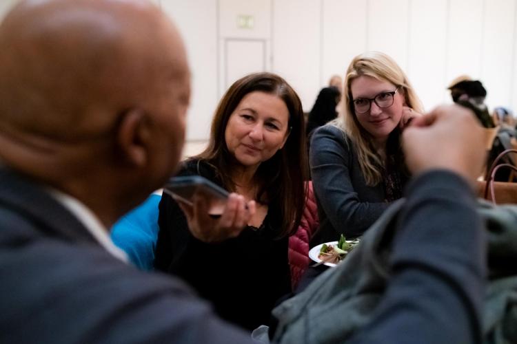 Scenes from a session titled “Empowerment Dinner 2020: Strength, Courage & Wisdom” at the CU Boulder 2020 Spring Diversity Summit. (Photo by Patrick Wine/University of Colorado)