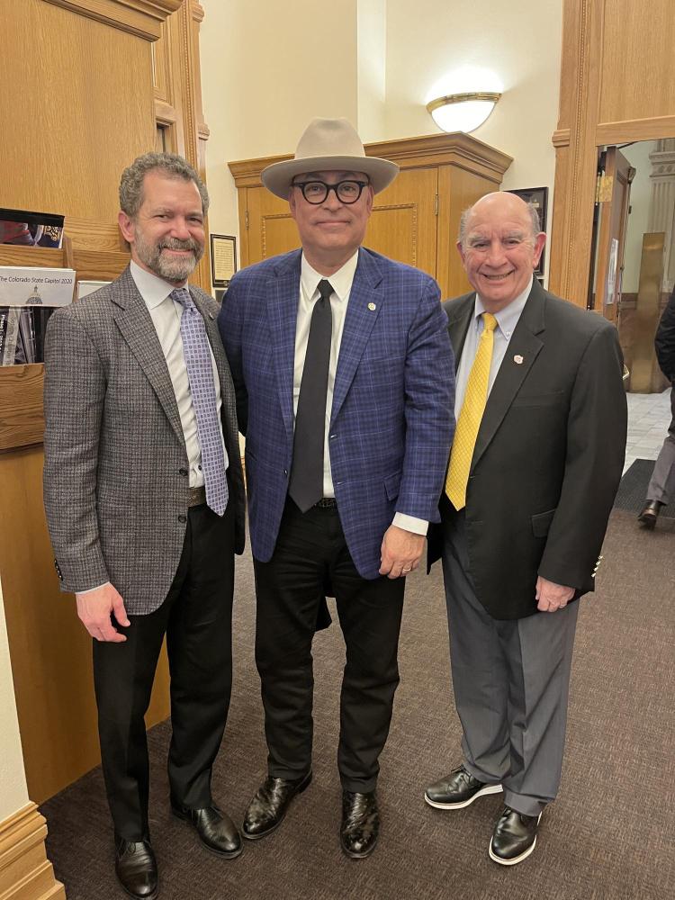 CU President Todd Saliman, CU Regent Nolbert Chavez and CU Boulder Chancellor Phil DiStefano