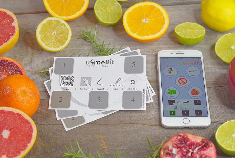 A photo of the usmellit scratch and sniff app
