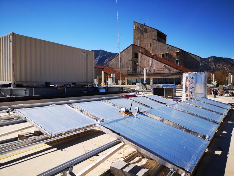 An array of radiative cooling modules on the CU Boulder campus.