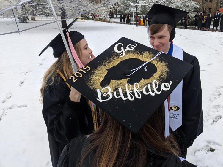 Graduates convene before commencement procession