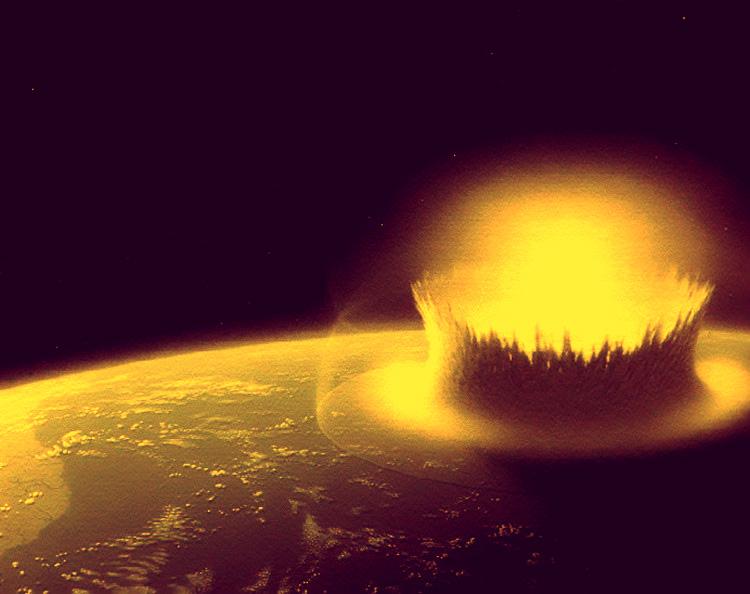 A large asteroid strikes Earth