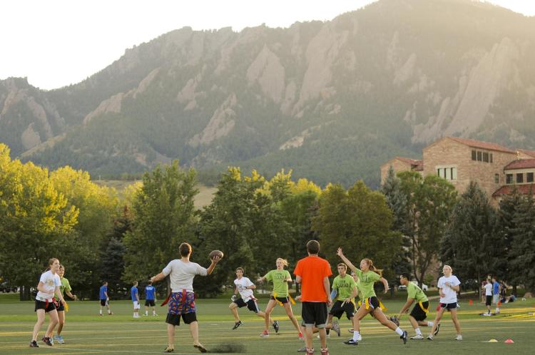 Students playing intramural football