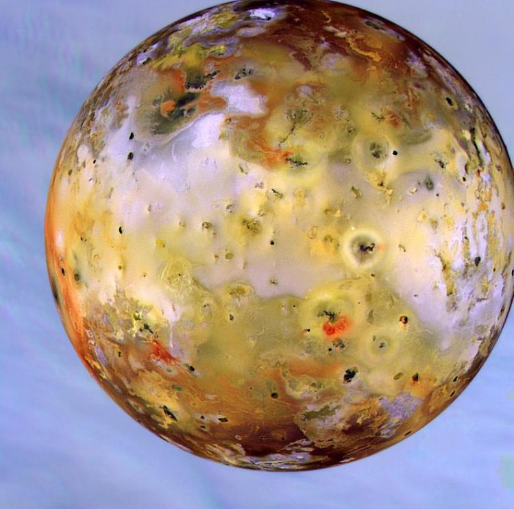 Image of the colorful surface of Io