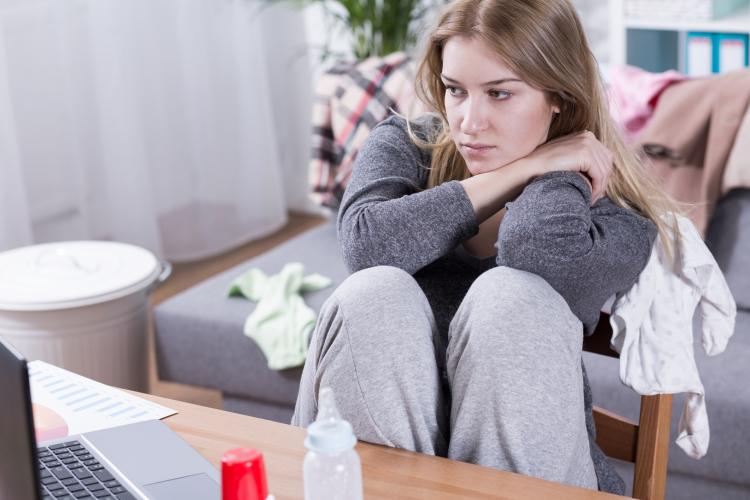 A woman with postpartum depression
