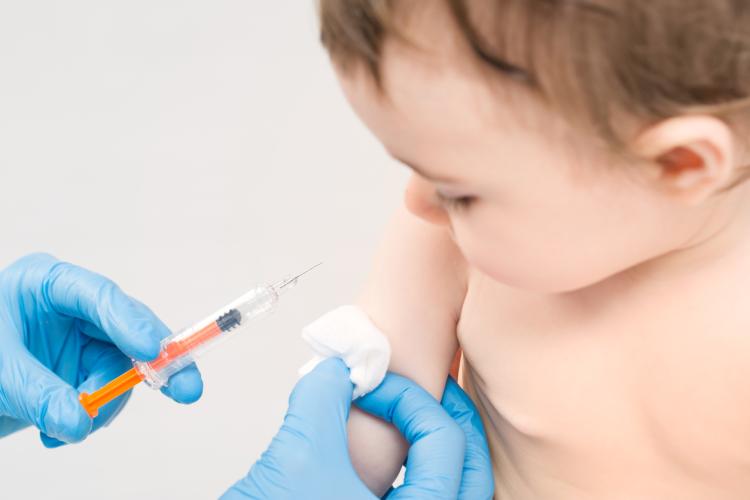 A baby gets a vaccine