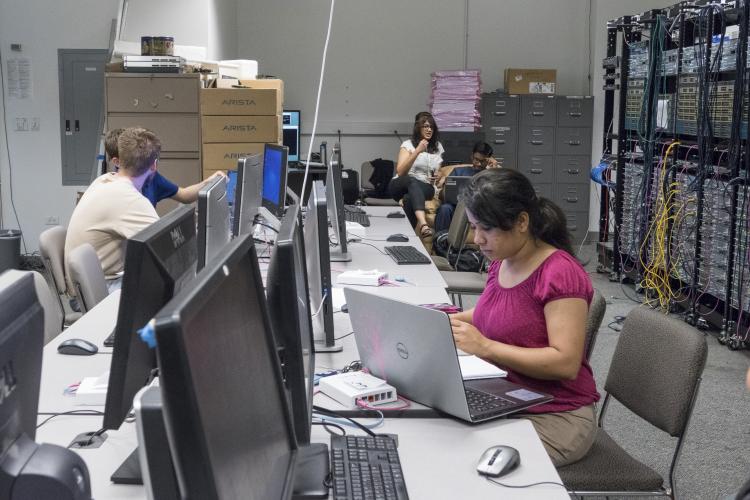 People do research in computer lab