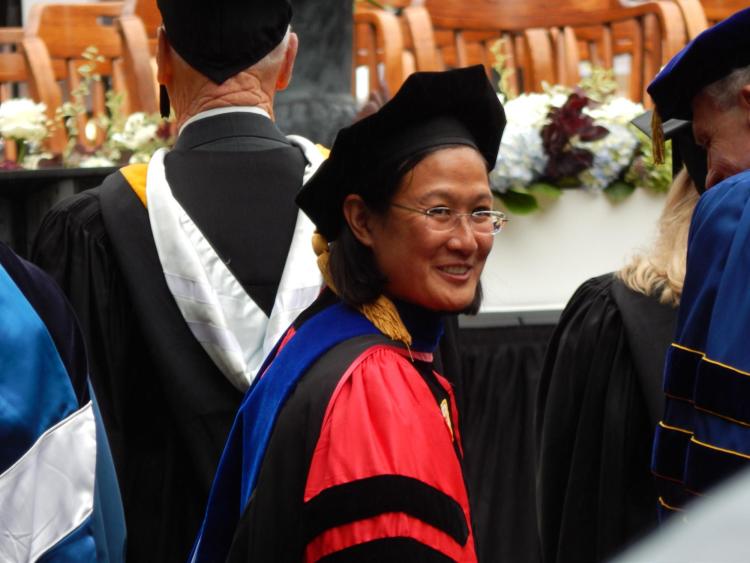 Jennifer Ho participating in the inauguration of Chancellor Carol Folt at UNC Chapel Hill in October 2014 (Photo provided)