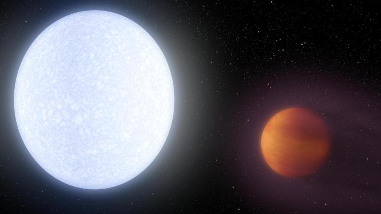 Artist's depiction of the planet KELT-9b next to its star