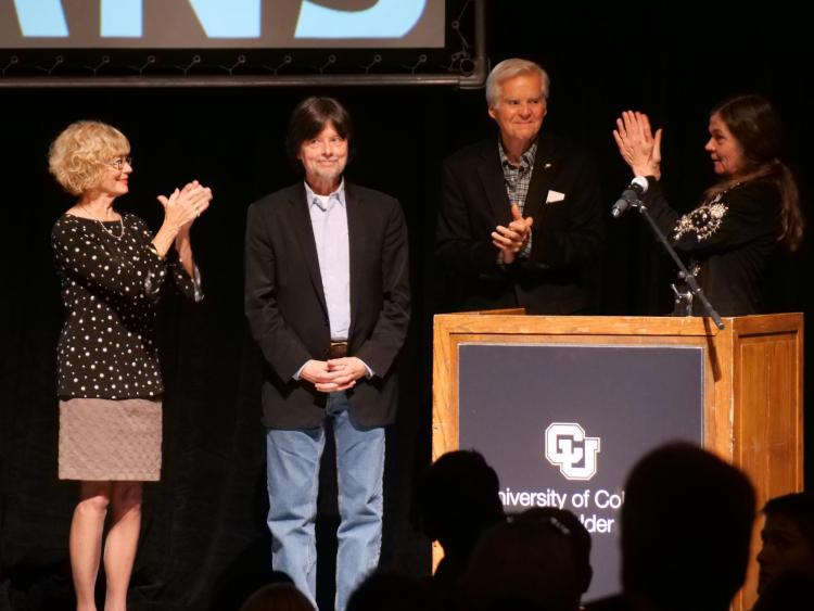 Ken Burns after receiving the Wallace Stegner Award