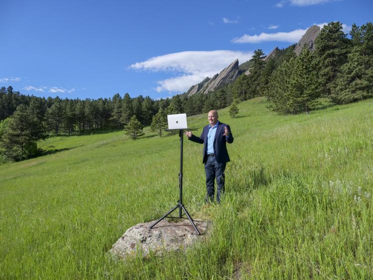 Kent Hutchison records a course in Boulder's Chautauqua Park