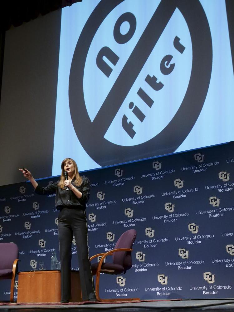 Abigail Posner speaks during Leo Hill Leadership Speaker Series
