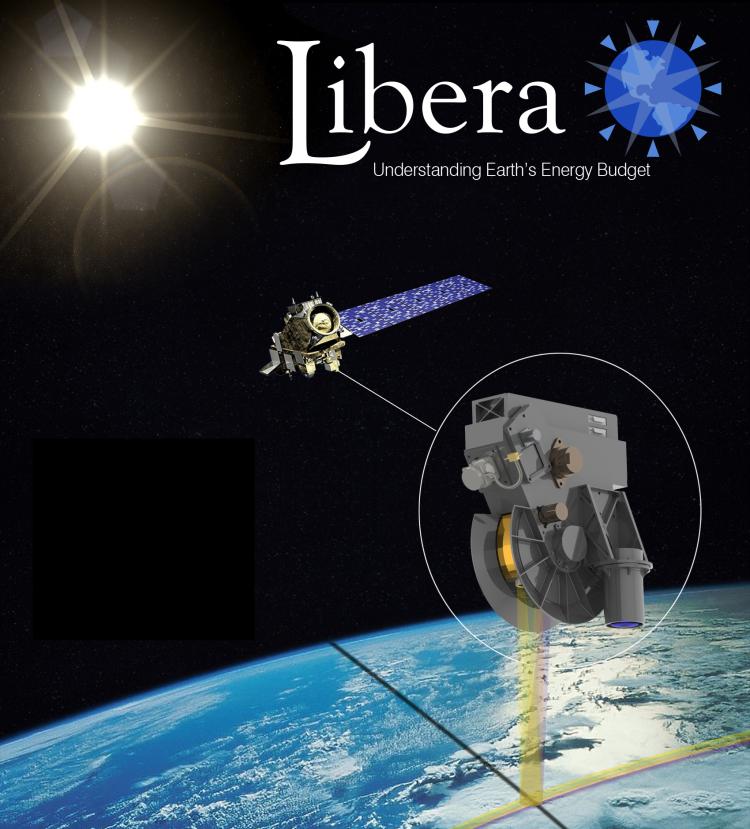 A graphic of the Libera instrument, with the tagline "Understanding Earth's Energy Budget," as it would look on a satellite.