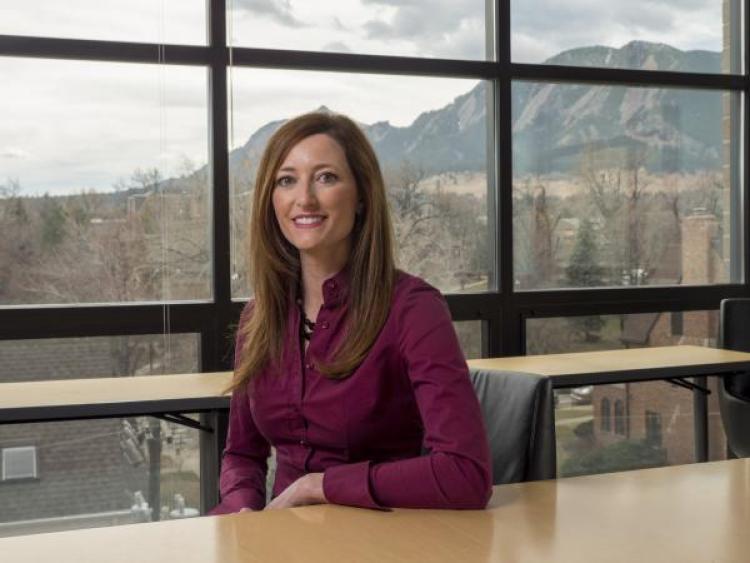 Lori Peek in her office at CU Boulder