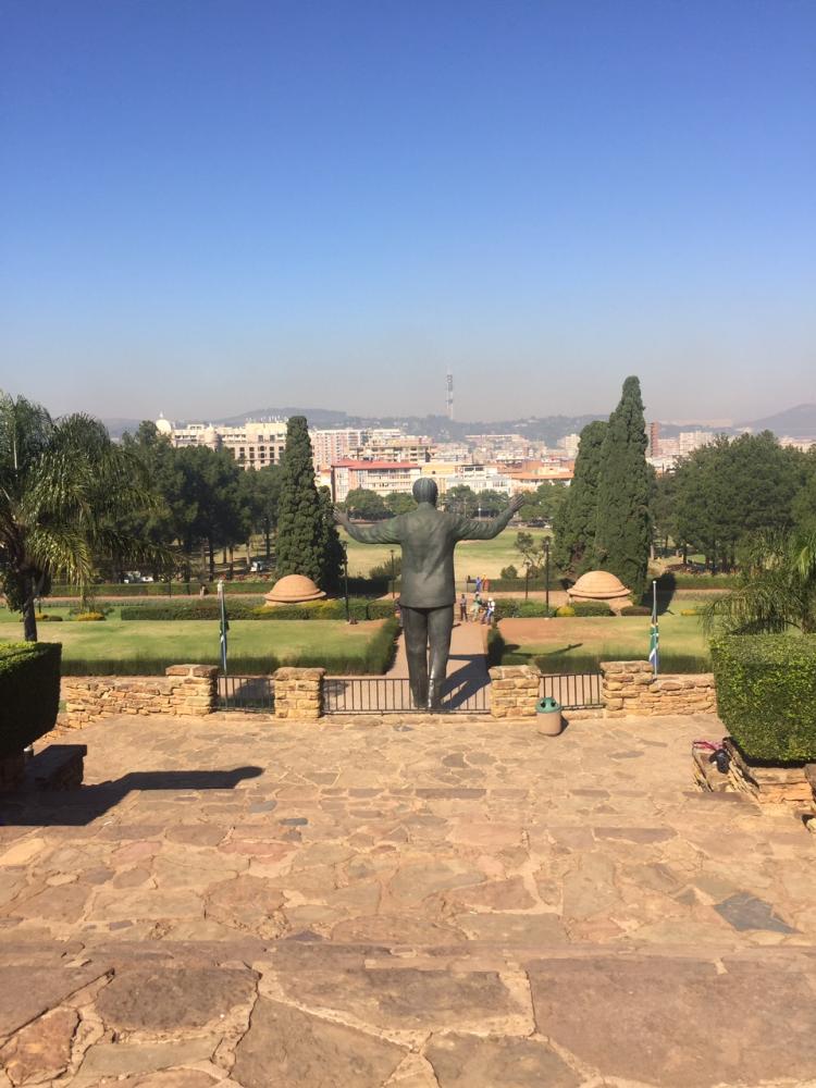 Back of Nelson Mandela statue in Pretoria, South Africa