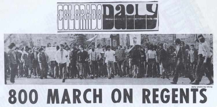 Colorado Daily newspaper clip from 1970 March on Regent