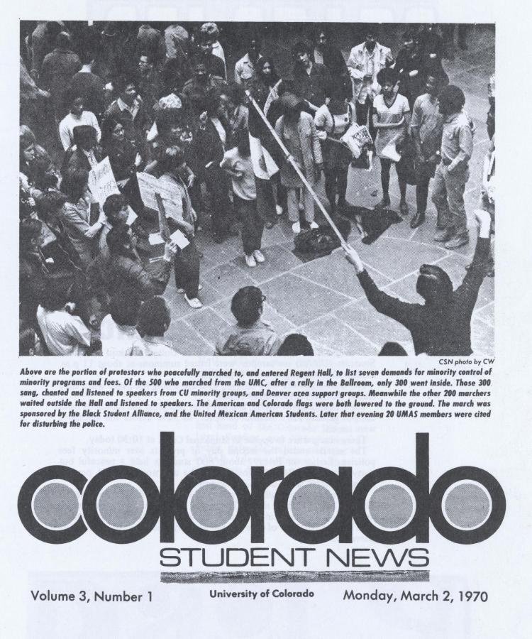 Colorado Student News clip from 1970 March on Regent