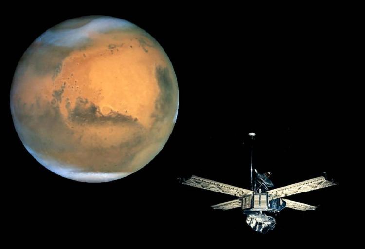 Spacecraft approaching Mars