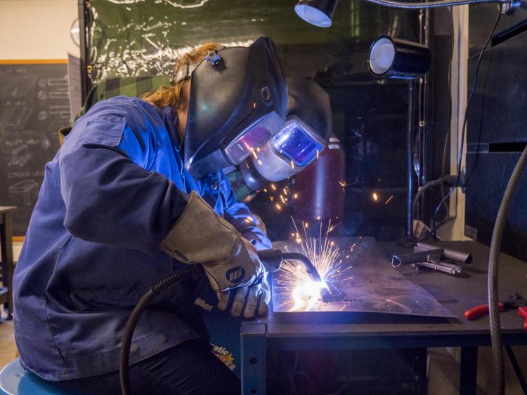 Students do hands-on welding and casting for mechanical engineering class