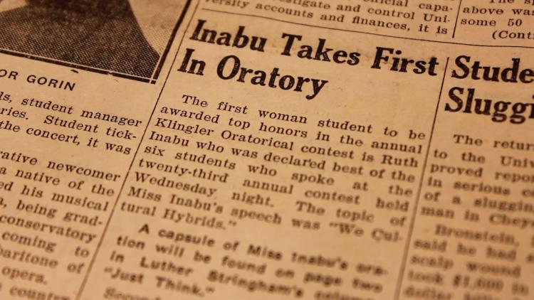 Old newspaper clipping about Ruth Inabu