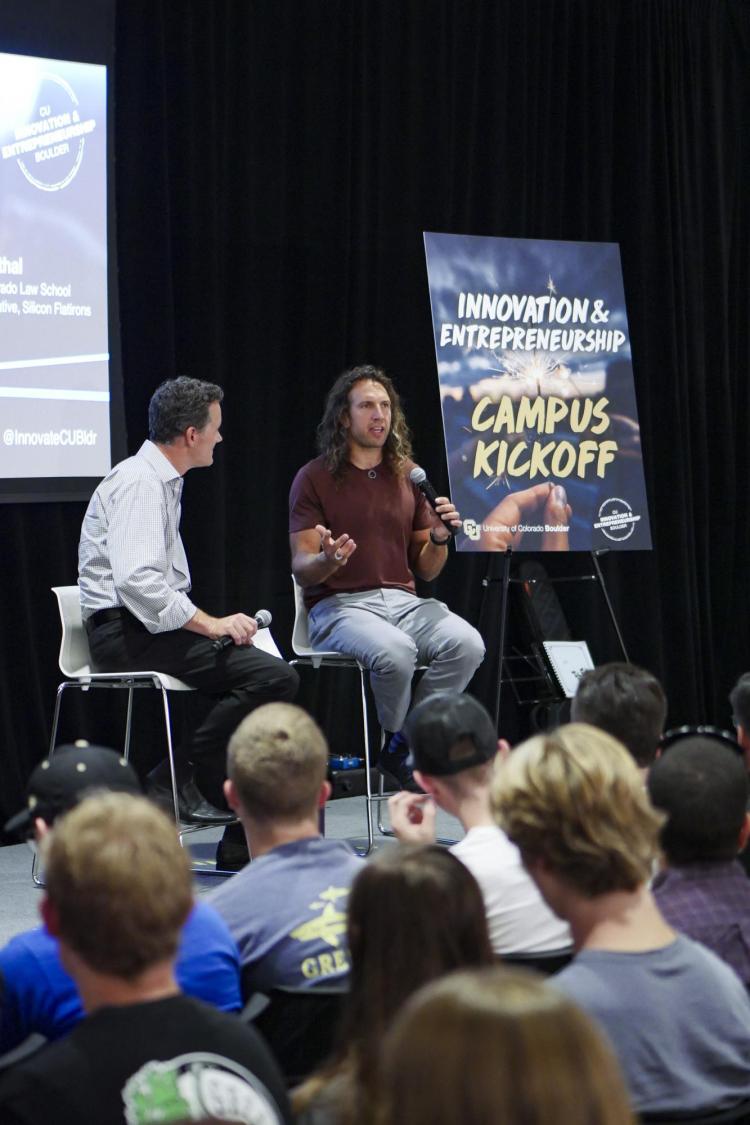 Fireside chat with Justin Gold, founder of Justin's; photo by Patrick Campbell