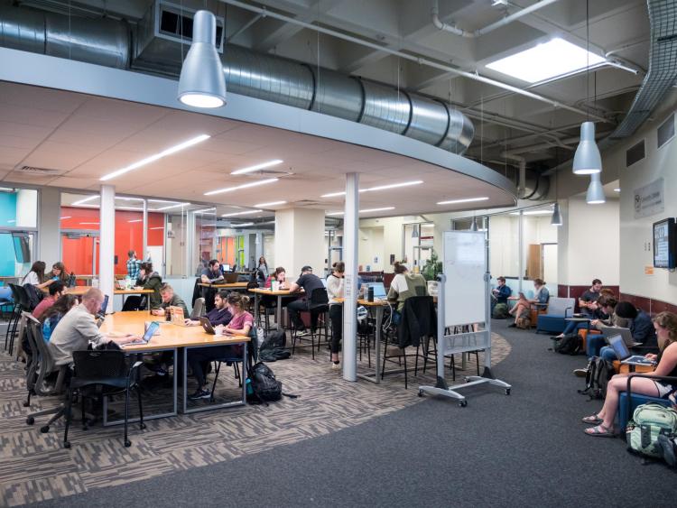 Students studying hard at Norlin Library. Photo by Patrick Campbell.