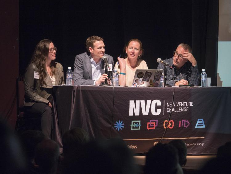 NVC judges left to right: Abby Barlow, Anthony Shontz, Stephanie Copeland and Jason Mendelson. Photo by Glenn Asakawa.