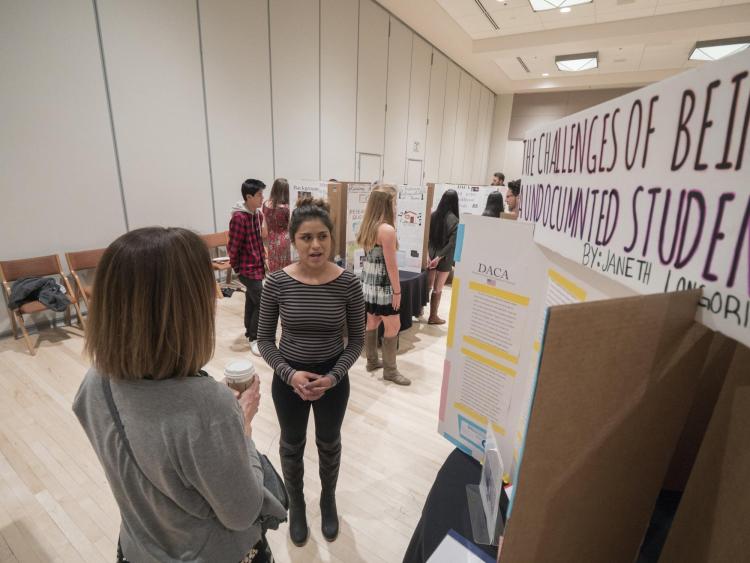 Local high school students participating in the CU Boulder School of Education Pathways 2 Teaching program. Photo by Glenn Asakawa.