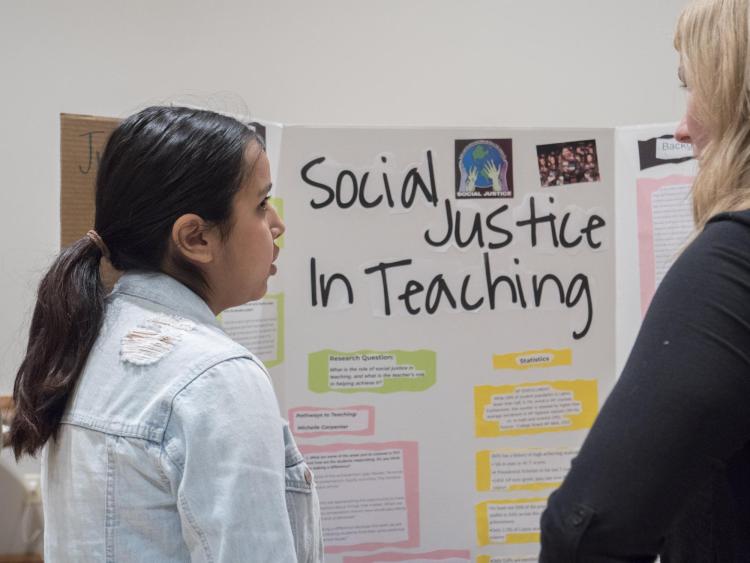 Local high school students participating in the CU Boulder School of Education Pathways 2 Teaching program. Photo by Glenn Asakawa.