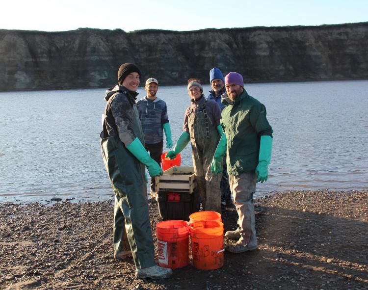 Paleontology team posing
