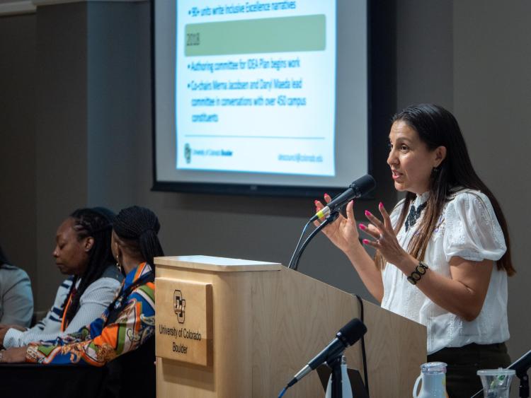 Teresa Hernández speaks at the IDEA Council's public forum