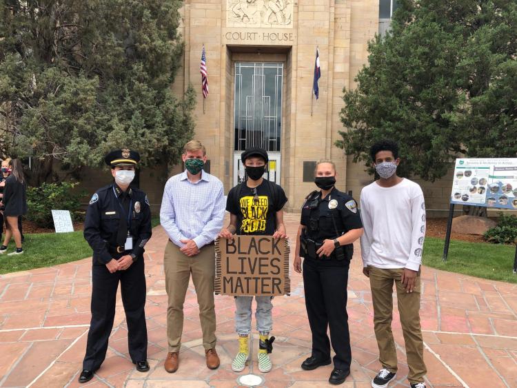 CUPD Chief Doreen Jokerst is pictured taking part in a Black Lives Matter march in downtown Boulder last summer.