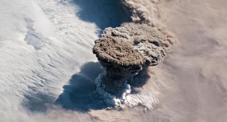 Raikoke Volcano erupts on June 22, 2019.