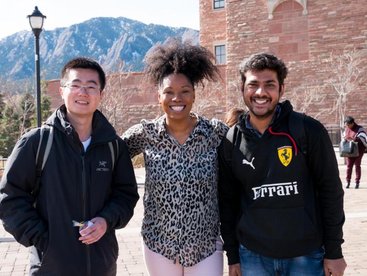 AVC Akirah Bradley poses with students after celebrating Random Acts of Kindness Week
