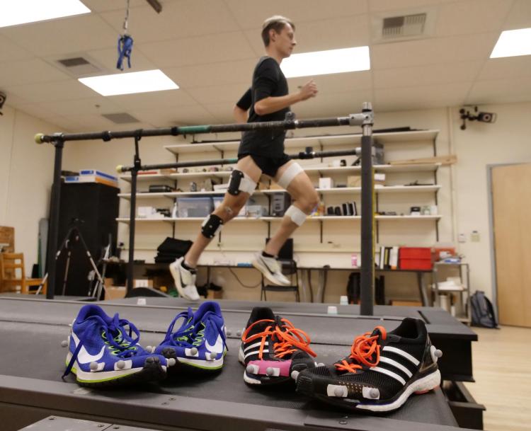 Runner on treadmill in lab