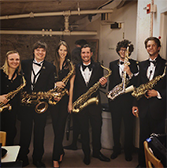 Samantha Jones with fellow College of Music saxophonists
