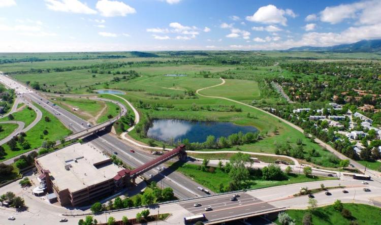 Aerial view of CU Boulder South area