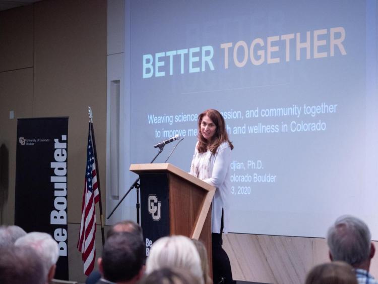 Professor Sona Dimidjian, the inaugural Sapp Family Endowed Chancellor's Chair for Research Excellence, studies mental health and wellness among women, children and families.