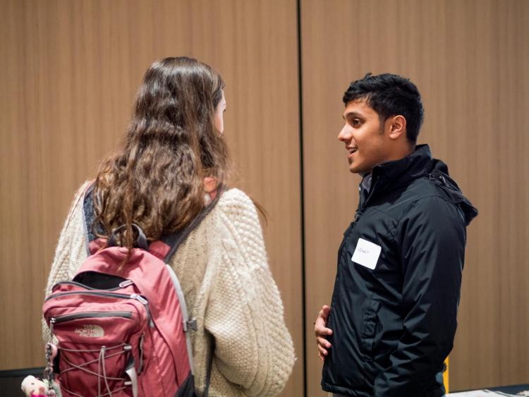 Students chat during kickoff event at Campus Startup Hub