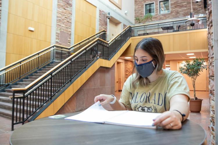 student wearing a mask