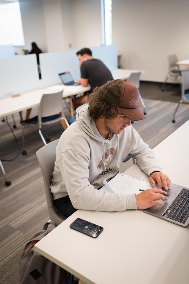 Student working on a laptop