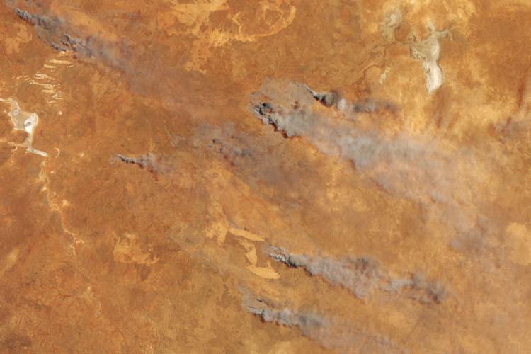 Satellite image of wildfires in Australia in November 2019
