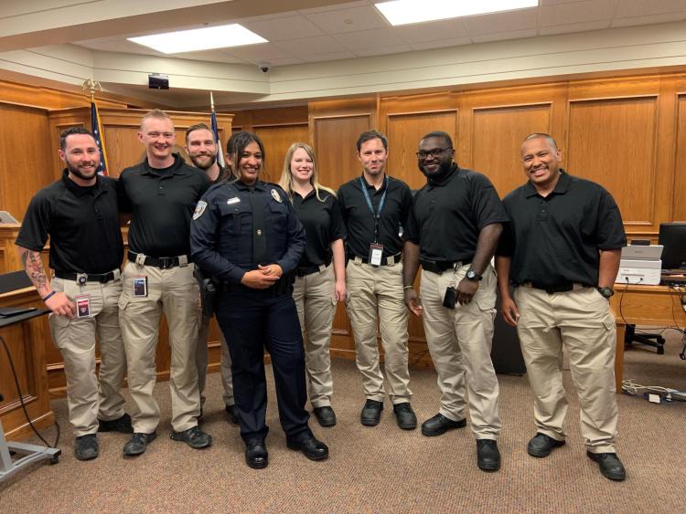 CUPD cadets with newly sworn Officer Bianca Sipres in June 2022
