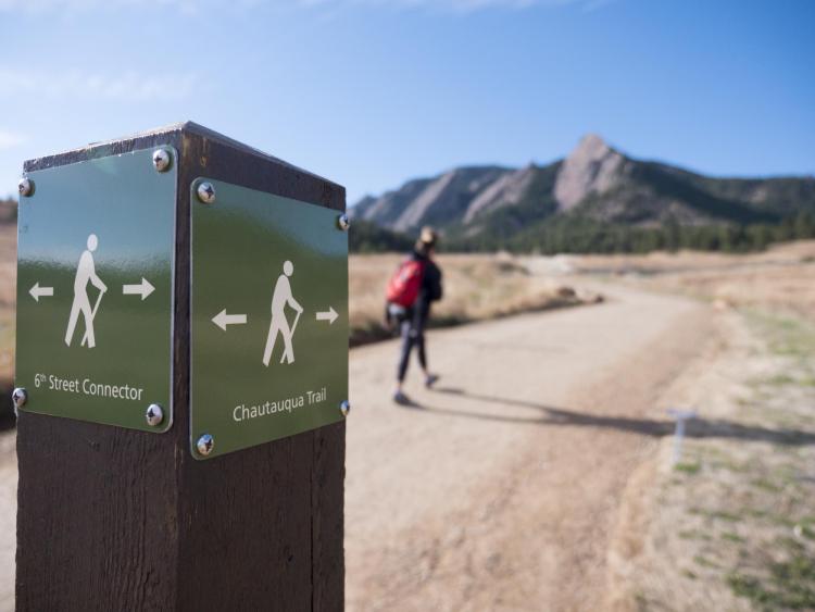 Chautauqua Park trailhead sign