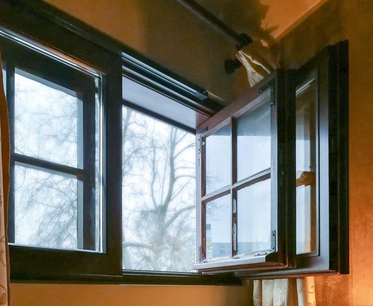 Open window in winter